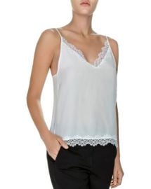 The Kooples Lace Trimmed Silk Cami Bloomingdales at Bloomingdales