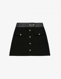 The Kooples Leather Waist Wool Skirt at Selfridges