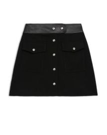 The Kooples Leather Waist Wool Skirt Bloomingdales at Bloomingdales