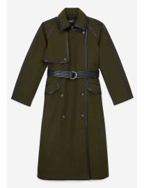 The Kooples Leather-trim cotton trench coat at Selfridges