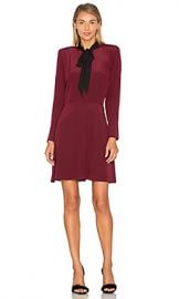 The Kooples Long Sleeve Tie Neck Dress in Rouge Noir  amp  Noir from Revolve com at Revolve