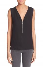 The Kooples Mixed Media Front Zip Tank at Nordstrom