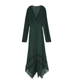 The Kooples Pleated Long Dress in Green at Harrods