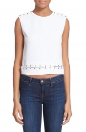 The Kooples Ring Embellished Crepe Crop Top at Nordstrom