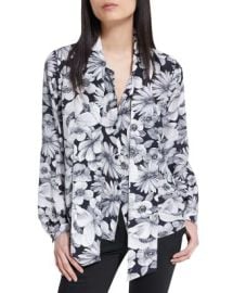 The Kooples Romantic Garden Tie Neck Silk Blouse Bloomingdales at Bloomingdales