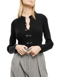 The Kooples Safety Pin Ribbed Top Bloomingdales at Bloomingdales