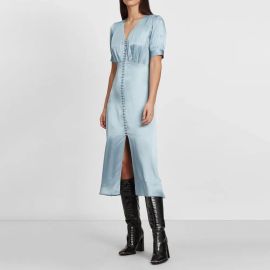 The Kooples Satin Sky Blue Long Day Dress at The Kooples