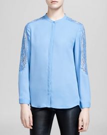 The Kooples Shirt - Matte Crepe andamp Lace Inset at Bloomingdales