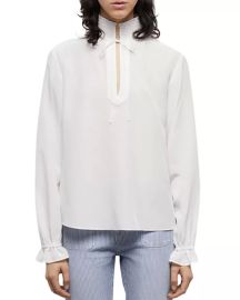 The Kooples Silk Smocked Collar Top Bloomingdales at Bloomingdales