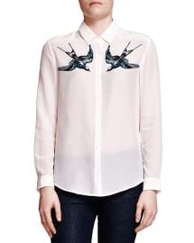 The Kooples Swallow-Print Silk Shirt at Bloomingdales