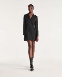 The Kooples US -  Short black wrap dress with pleat amp chain  The Kooples at The Kooples