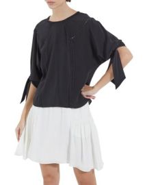 The Kooples Vintage Lace Tie Sleeve Silk Top Bloomingdales at Bloomingdales