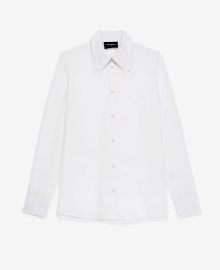 The Kooples White silk shirt with buttoned collar at The Kooples