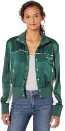 The Kooples Women s Cropped  Track Jacket with Zips and Metal Buttons  Green  1 at Amazon