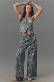 The Leon Double Hem High-Rise Wide-Leg Cuffed Jeans by Pilcro at Anthropologie
