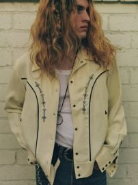 The Letters White Rayon Twill Western Bolero Jacket Garmentory at Garmentory