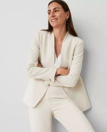 The Long Collarless Blazer in Fluid Crepe at Ann Taylor