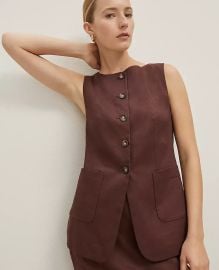 The Long Crew Neck Vest in Linen Blend at Ann Taylor