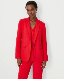 The Long Fitted Notched One Button Blazer in Fluid Crepe at Ann Taylor