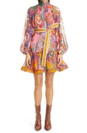 The Lovestruck Paisley Long Sleeve Drop Waist Minidress at Nordstrom