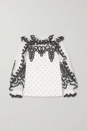 The Lovestruck Rope embroidered linen and silk-blend organza blouse at Net a Porter