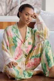 The Lyrebird Silky Oversized Pajama Shirt at Anthropologie
