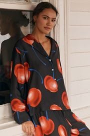 The Lyrebird Silky Oversized Pajama Shirt3 at Anthropologie