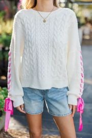 The Magic Touch Cream Bow Accent Sweater at Shop the Mint