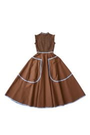 The Margot Dress in Saddle Brown amp Sky Blue Alli Marye at Alli Marye