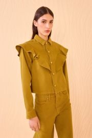 The Mathilde Shirt - Argan Green Handmade Ruffled Shirt - Ulla Johnson at Ulla Johnson