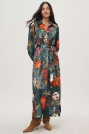 The Mona Silky Maxi Shirt Dress By Maeve at Anthropologie