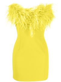 The New Arrivals Ilkyaz Ozel feather-trim Minidress - Farfetch at Farfetch