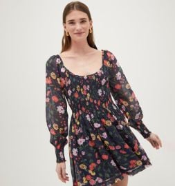 The Norah Nap Dress - Navy Peony Bouquet Georgette Hill House Home at Hill House Home