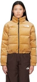 The North Face 92 Reversible Nuptse Jacket in Almond Butter Coal Brown at ssense