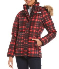 The North Face Gotham Zip Front Plaid Puffer Jacket with Faux Fur Trimmed Hood  Dillardx27s at Dillards