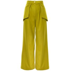 The Nova Wide Leg Pants With Side Panels In Dark Yellow  DALB  Wolf amp Badger at Wolf and Badger