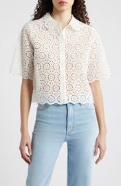 The Petal Eyelet Crop Shirt at Nordstrom