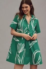 The Pollie Short Sleeve Swing Tunic Mini Dress at Anthropologie