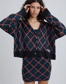 The Ragged Priest oversized cardigan in argyle knit at Asos