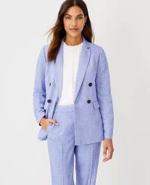 The Relaxed Double Breasted Long Blazer in Cross Weave at Ann Taylor