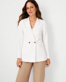 The Relaxed Double Breasted Long Blazer in Twill at Ann Taylor