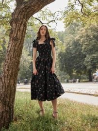 The Ribbon Ellie Nap Dress - Black Ikat Floral Taffeta Hill House Home at Hill House Home