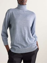 The Row Hevos Cashmere Turtleneck Sweater in Chambray Melange at Net a Porter