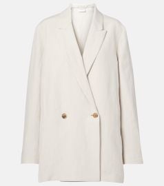 The Row Nat double breasted silk and linen blazer at Mytheresa