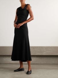 The Row Violetta Asymmetric Silk tweed Midi Dress at Net a Porter