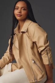 The Saige Faux Leather Moto Jacket at Anthropologie