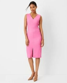 The Seamed V-Neck Sheath Dress in Linen Blend at Ann Taylor