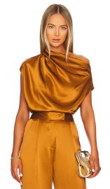 The Sei Draped Top in Toffee at Revolve