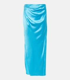 The Sei Silk Midi Skirt in Sky at Mytheresa