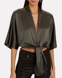 The Sei Tie Front Silk Satin Blouse at Intermix